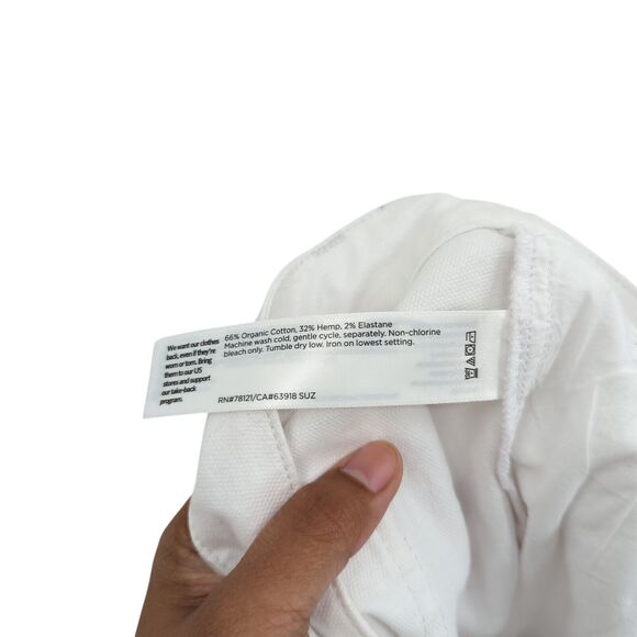 Eileen Fisher Women 14 Cotton Hemp Tapered Pants White High Waist Relax FLAW - Picture 5 of 9